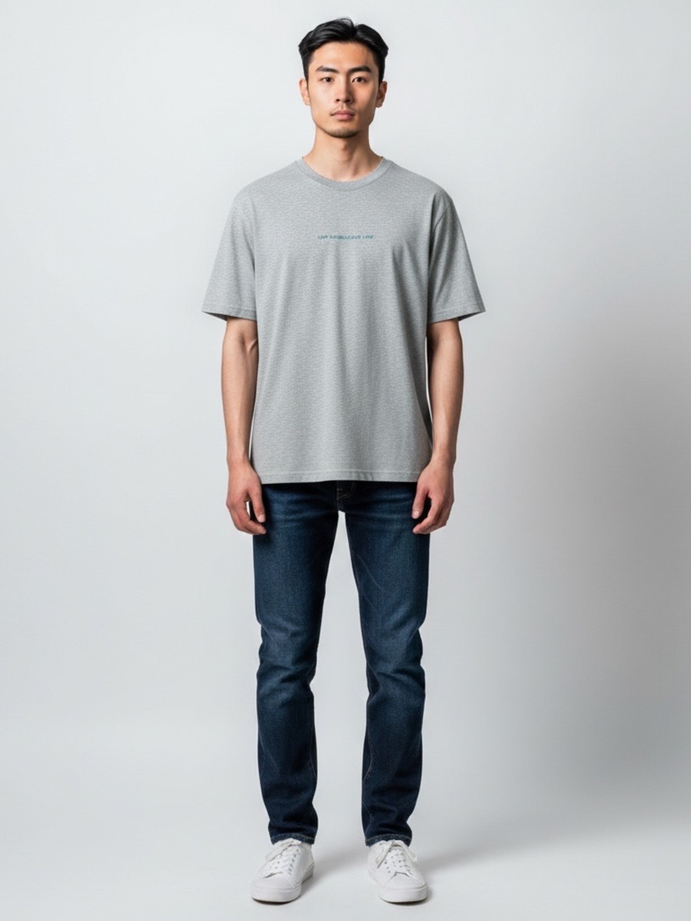 GAP Light Gray Short Sleeve Crewneck Tee with Subtle Chest Logo